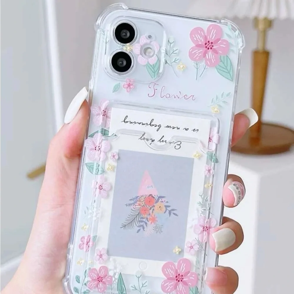 ⚠️Clearance🌸iPhone 13/Pro/Pro Max/Mini Cute Floral iPhone Case With Card Slot - Picture 3 of 4